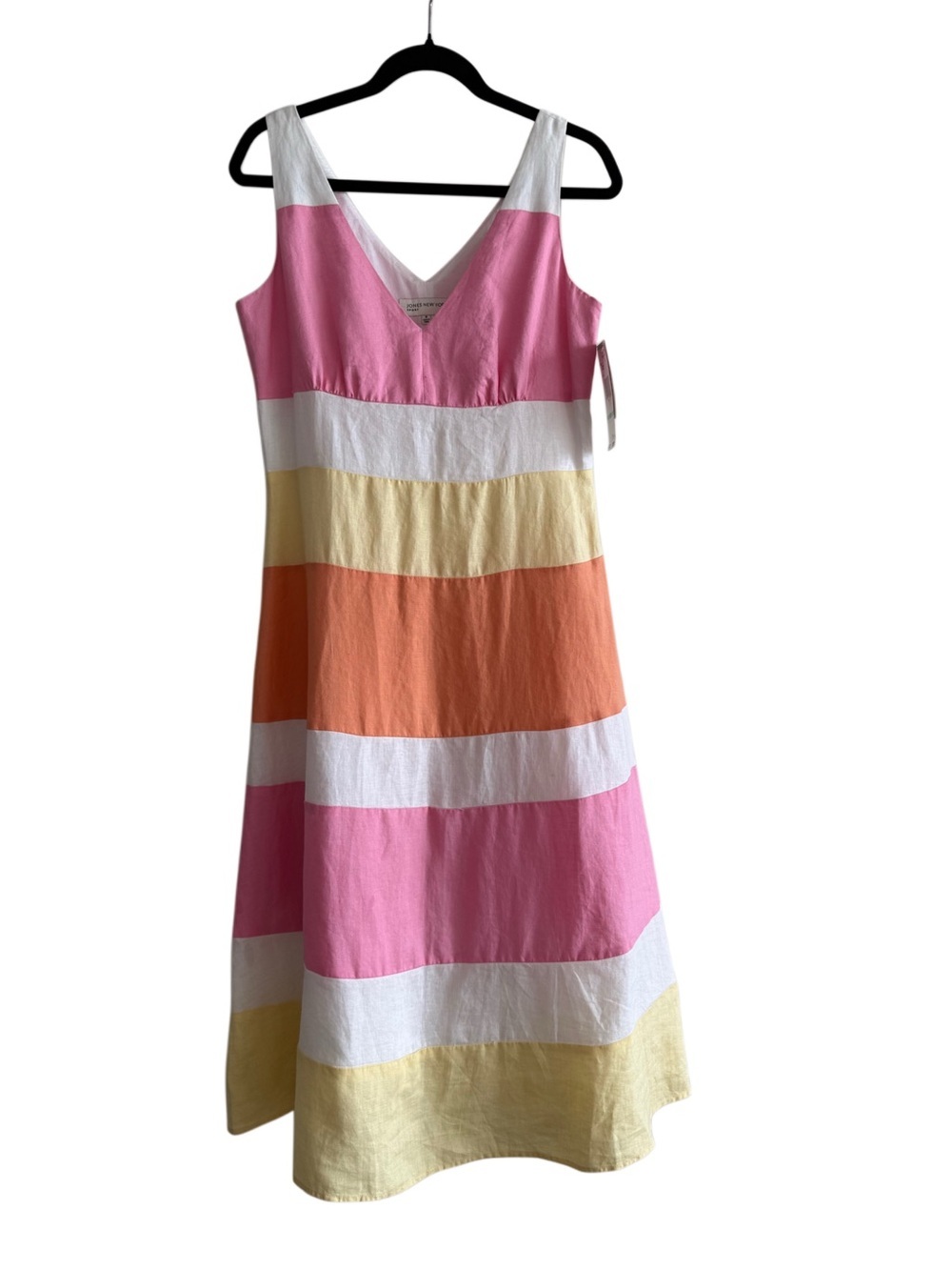 Vintage Coastal 100% Linen Beach Vacation Resort Wedding Party Dress Size 8
